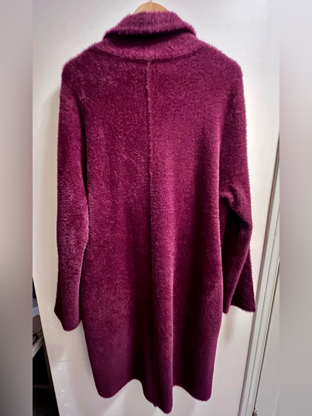 Cyrus Plush Teddy Longline Coat in Berry - Picture 5 of 6